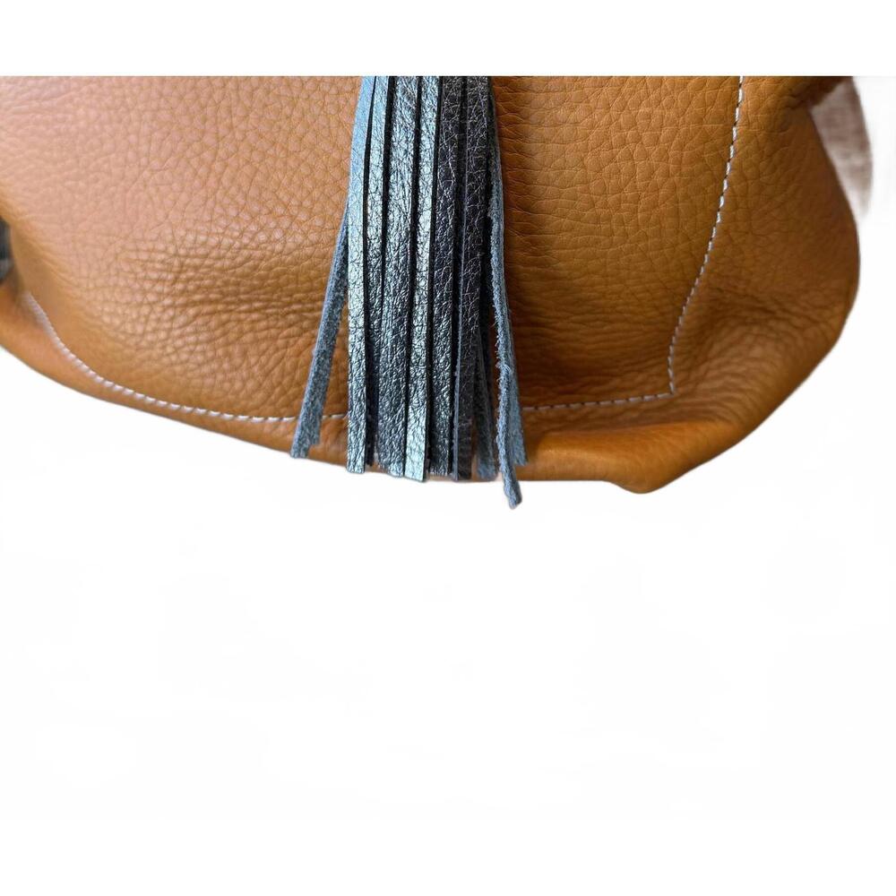 NEW COPPERDOT LEATHER GOODS women's leather tassel bag charm in pewter